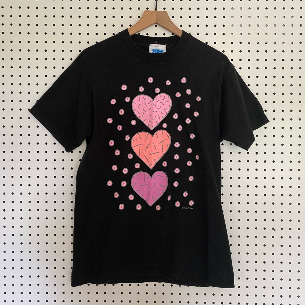 Vintage 1989 Sharky’s Heart Black Graphic Tee